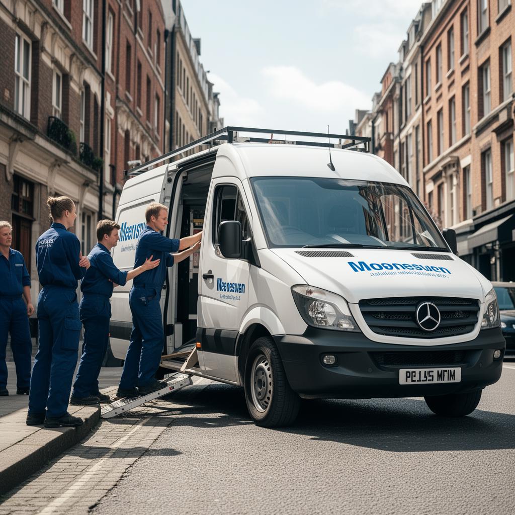 Shift Movers loading a branded van